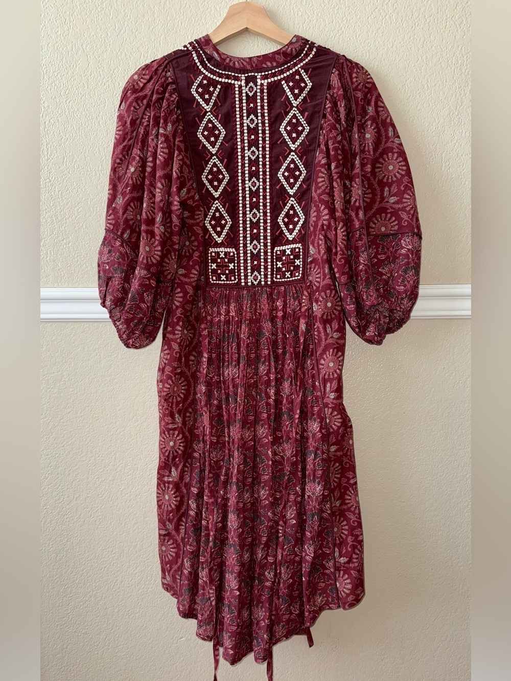NEW Sundance Lizet Dress Embroidered Puff Sleeve Cotton Blend Boho Size XS - Picture 3 of 15